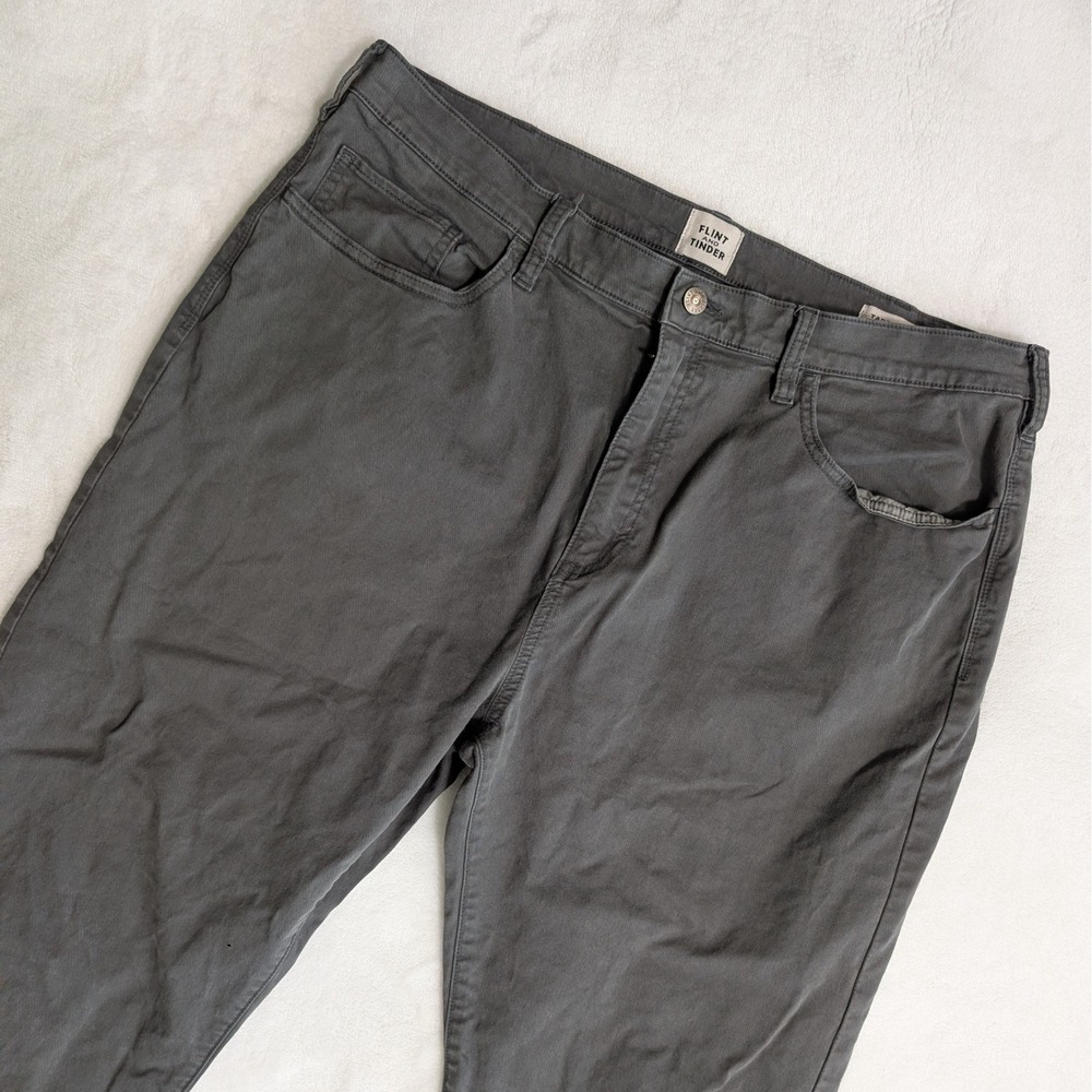 Flint and Tinder 365 Tapered Fit Pants Mens 38x32 Gray Cotton Stretch Chino